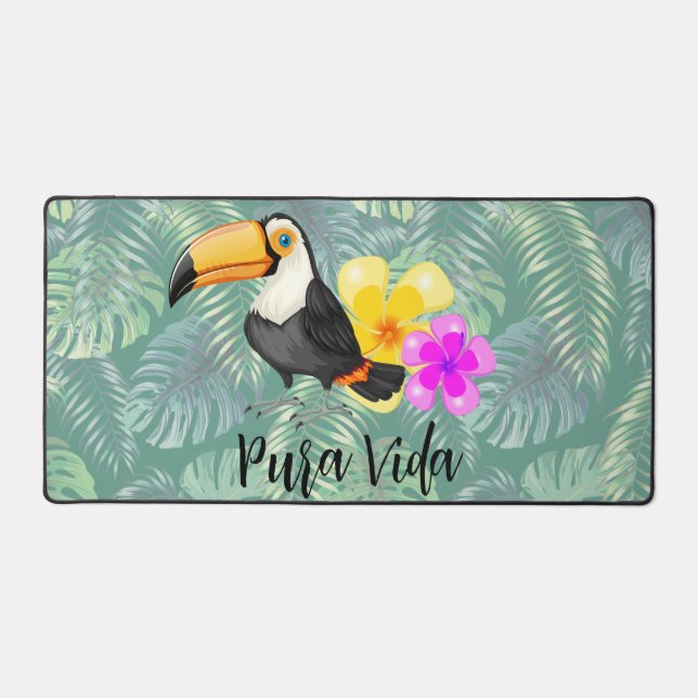 Tropical Toucan Pura Vida  Desk Mat (Front)