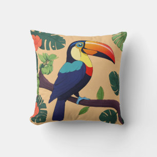 Tropical Toucan Vibes Throw Pillow