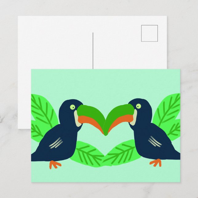 Tropical Toucans And Leaves Postcard (Front/Back)