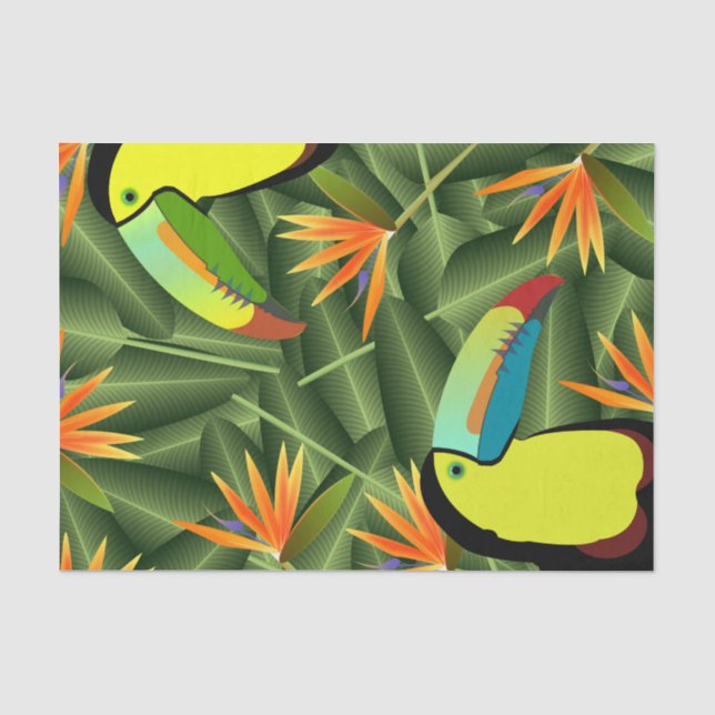 Tropical Toucans & Birds of Paradise Flowers Tissue Paper (Front)
