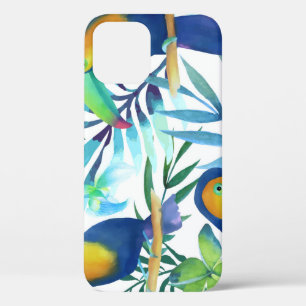 Tropical Toucans: Exotic Flower Pattern. iPhone 12 Case