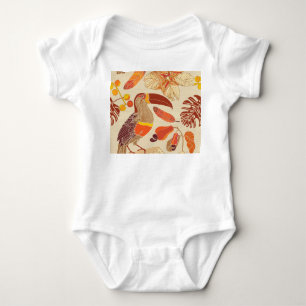 Tropical Toucans: Exotic Seamless Design Baby Bodysuit