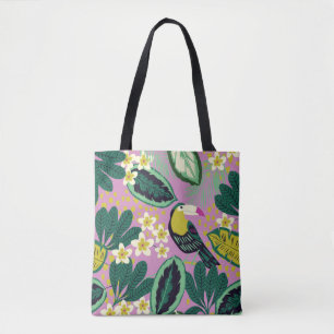 Tropical Toucans: Flower Pattern Tote Bag