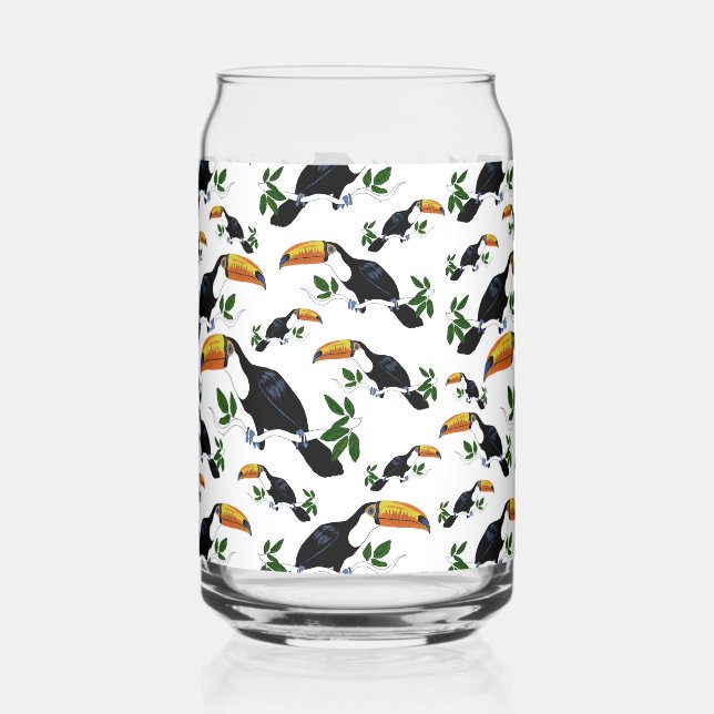 Tropical Toucans - Playful Jungle Can Glass (Front)