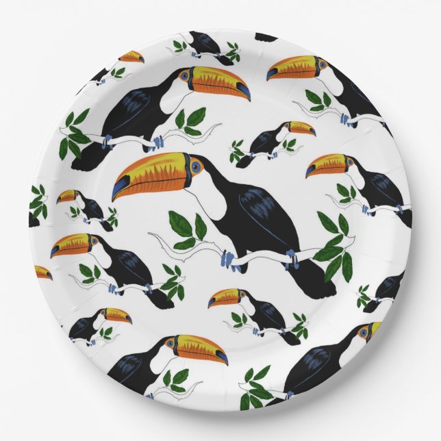 Tropical Toucans - Playful Jungle Paper Plate (Front)