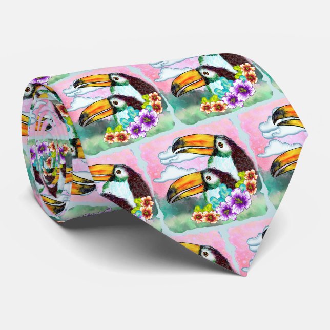 Tropical Toucans  Tie (Rolled)