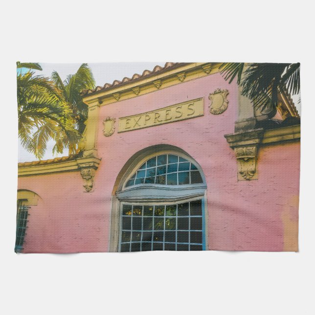 Tropical Train Station Kitchen Towel (Horizontal)