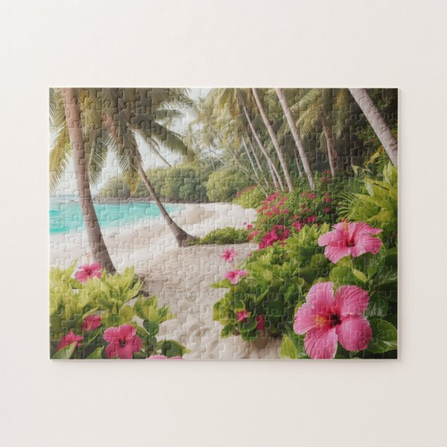 Tropical Tranquillity Palm Tree Paradise  Jigsaw Puzzle (Horizontal)