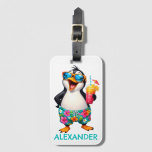 Tropical Travel Penguin Personalize Luggage Tag