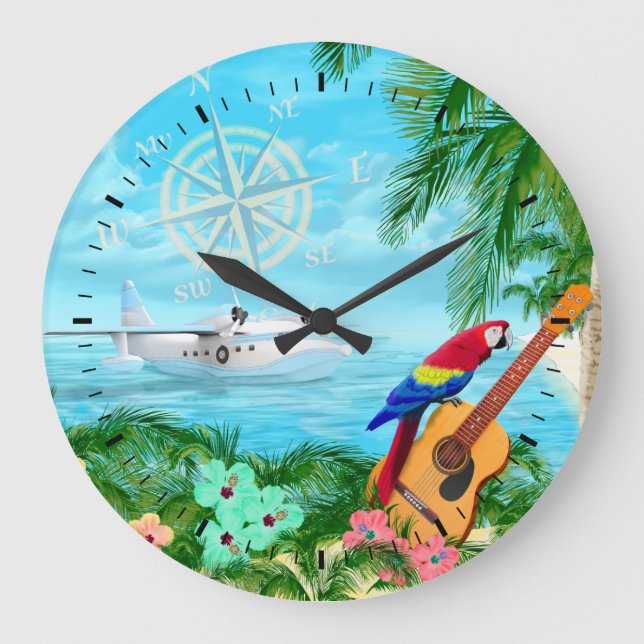Tropical Travels Large Clock (Front)