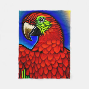 Tropical Treasure: Abstract Vibrant Parrot Artwork Fleece Blanket