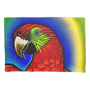 Tropical Treasure: Abstract Vibrant Parrot Artwork Pillowcase