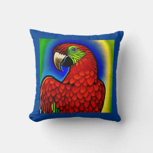 Tropical Treasure: Abstract Vibrant Parrot Artwork Throw Pillow
