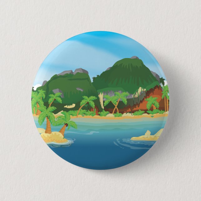 Tropical Treasure Island 2 Inch Round Button (Front)