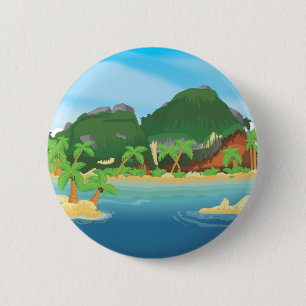 Tropical Treasure Island 2 Inch Round Button