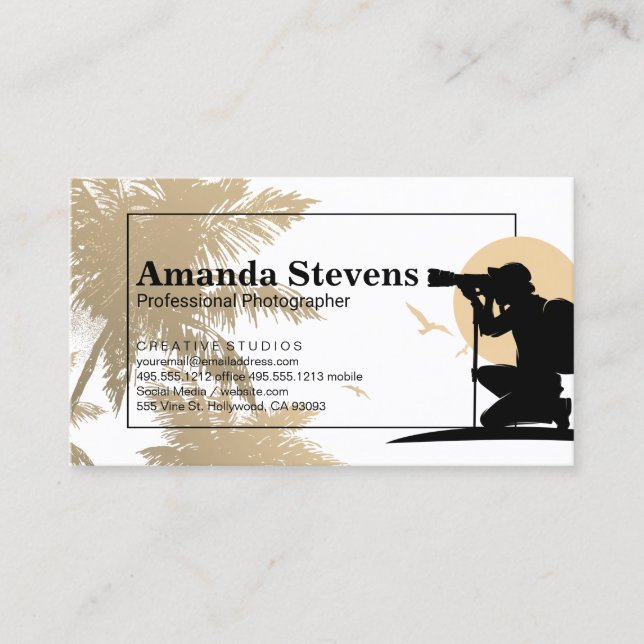 Tropical Trees | Photographer Taking Photos Business Card (Front)