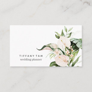 Tropical Trendy Floral Pink Elegant Modern Chic Business Card