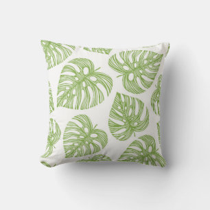 Tropical trendy seamless pattern with exotic palm throw pillow