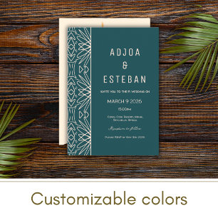 Tropical Tribal Teal Wedding Invitation