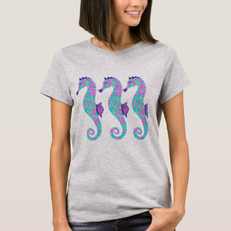 Tropical Trio Seahorse Tee – Vibrant Floral Ocean