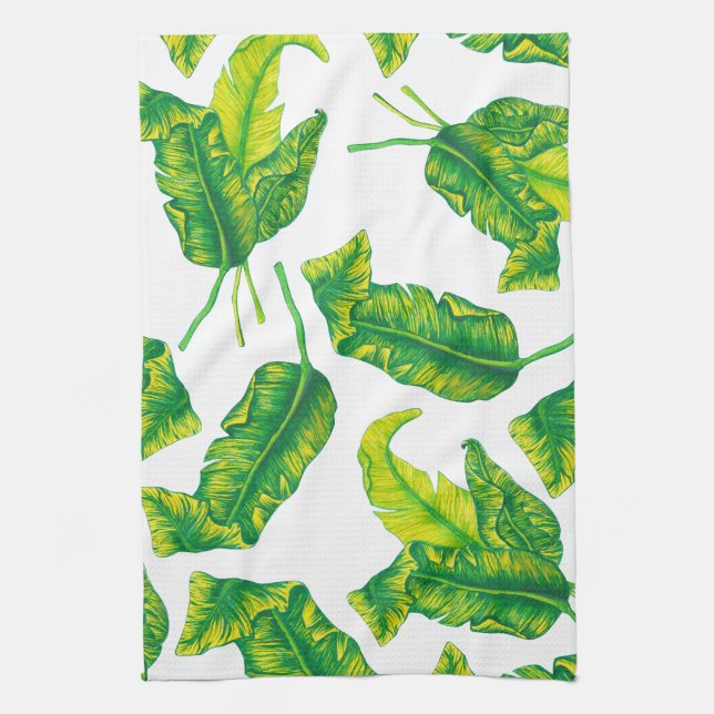 Tropical Tropicana Gold Leaves Kitchen Towel (Vertical)