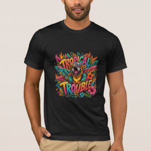 Tropical Trouble Parrot Funny Summer Streetwear T-Shirt