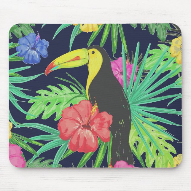 Tropical Tucan and Leaves Rainforest Mouse Pad (Front)