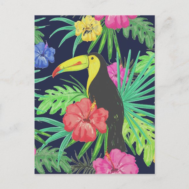 Tropical Tucan and Leaves Rainforest Postcard (Front)