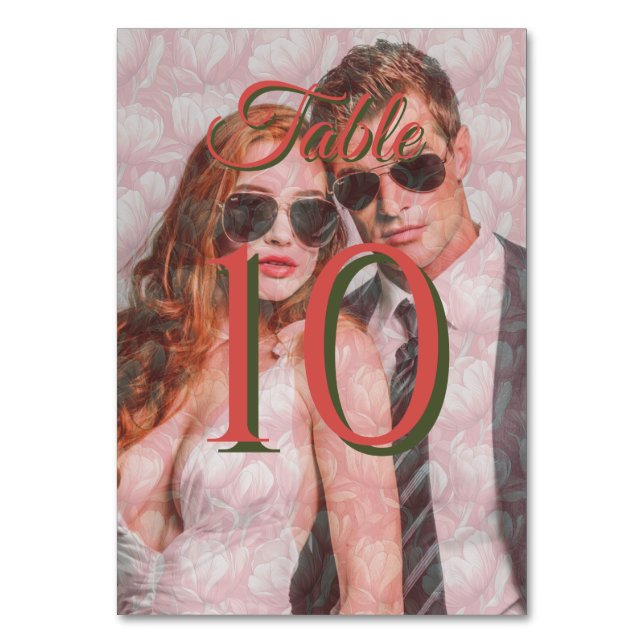 Tropical Tulip Charm Autumn Wedding Table Number (Front)