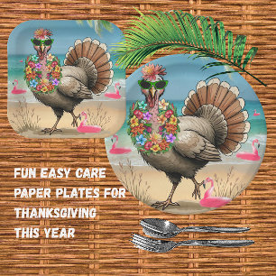 Tropical Turkey Thanksgiving Paper Plate