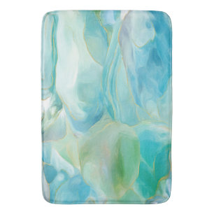 Tropical Turquoise Abstract Gemstone Coastal Bath Mat