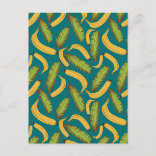Tropical Turquoise Banana Leaf Pattern Postcard