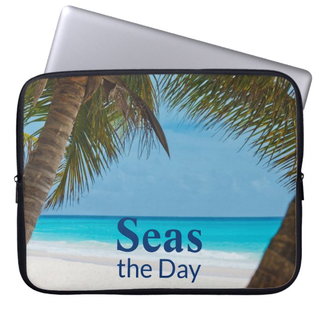 Tropical turquoise beach scene Seas the Day Laptop Sleeve (Front)