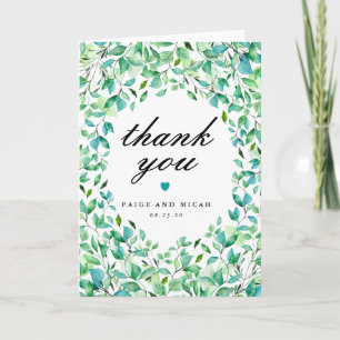 Tropical Turquoise Botanical Wedding Thank You Card