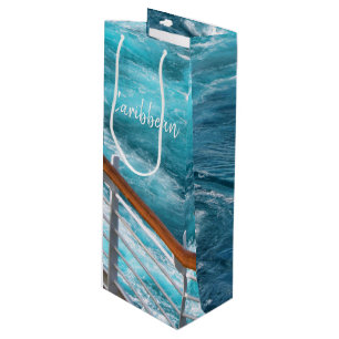 Tropical Turquoise Caribbean Ocean Cruise Photo Wine Gift Bag