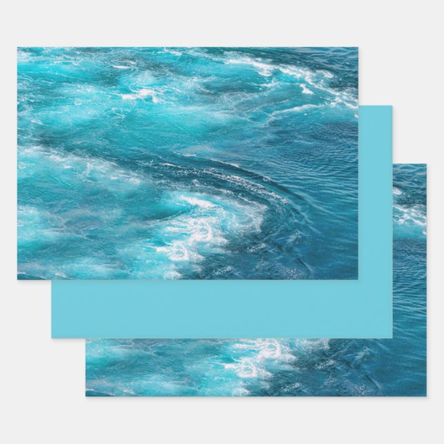 Tropical Turquoise Caribbean Ocean Cruise Photo Wrapping Paper Sheet (Set)