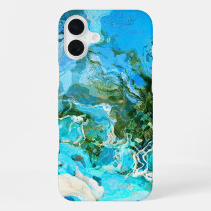 Tropical Turquoise Ocean Blue & Seaweed Green iPhone 16 Plus Case