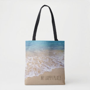 tropical turquoise ocean with surf tote bag