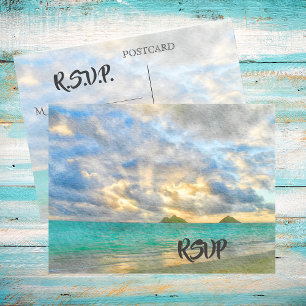 Tropical Turquoise Paradise RSVP Invitation Postcard