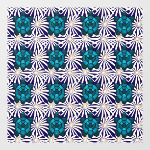 Tropical Turtle Floral Pattern Seamless Sea Turtle Window Cling