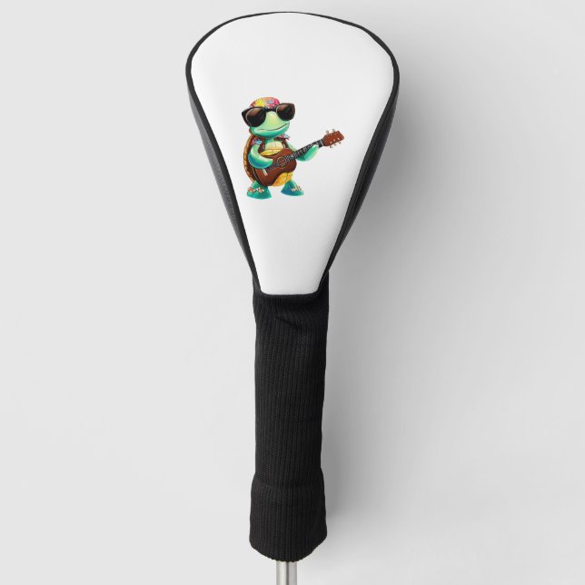 Tropical turtle with guitar golf head cover (Front)