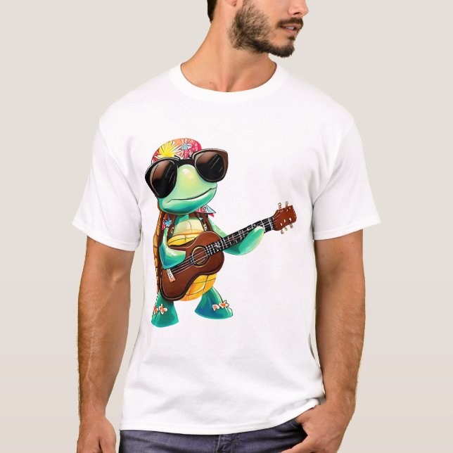 Tropical turtle with guitar T-Shirt (Front)