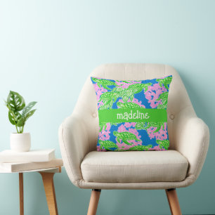 Tropical Turtles Pattern Personalized Throw Pillow