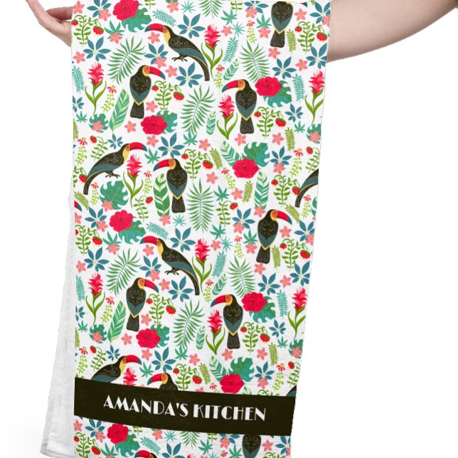 Tropical Tuscan Birds Tropical flower pattern Kitchen Towel (Creator Uploaded)
