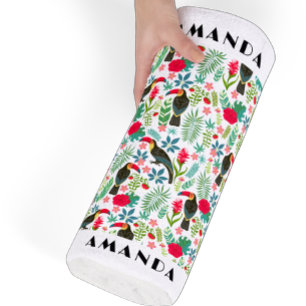 Tropical Tuscans birds an tropical flowers pattern Beach Towel
