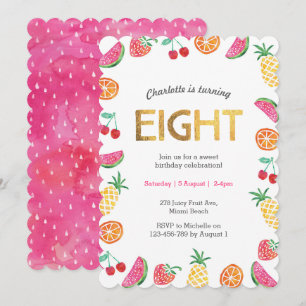 Tropical Tutti Fruitt Gold 8e Invitation anniversa