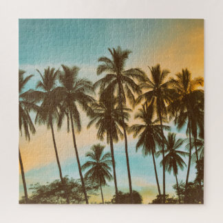Tropical Twilight: Coconut Palm Silhouette Jigsaw Puzzle