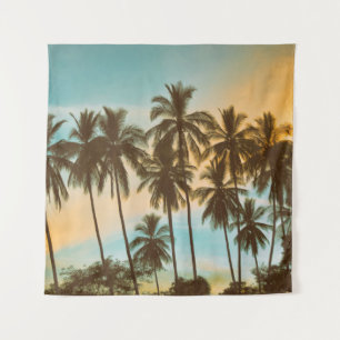 Tropical Twilight: Coconut Palm Silhouette Tapestry