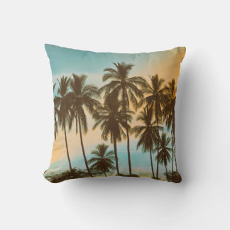 Tropical Twilight: Coconut Palm Silhouette Throw Pillow