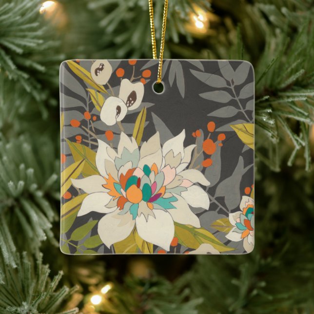 Tropical Twilight Flowers Ceramic Ornament (Tree)
